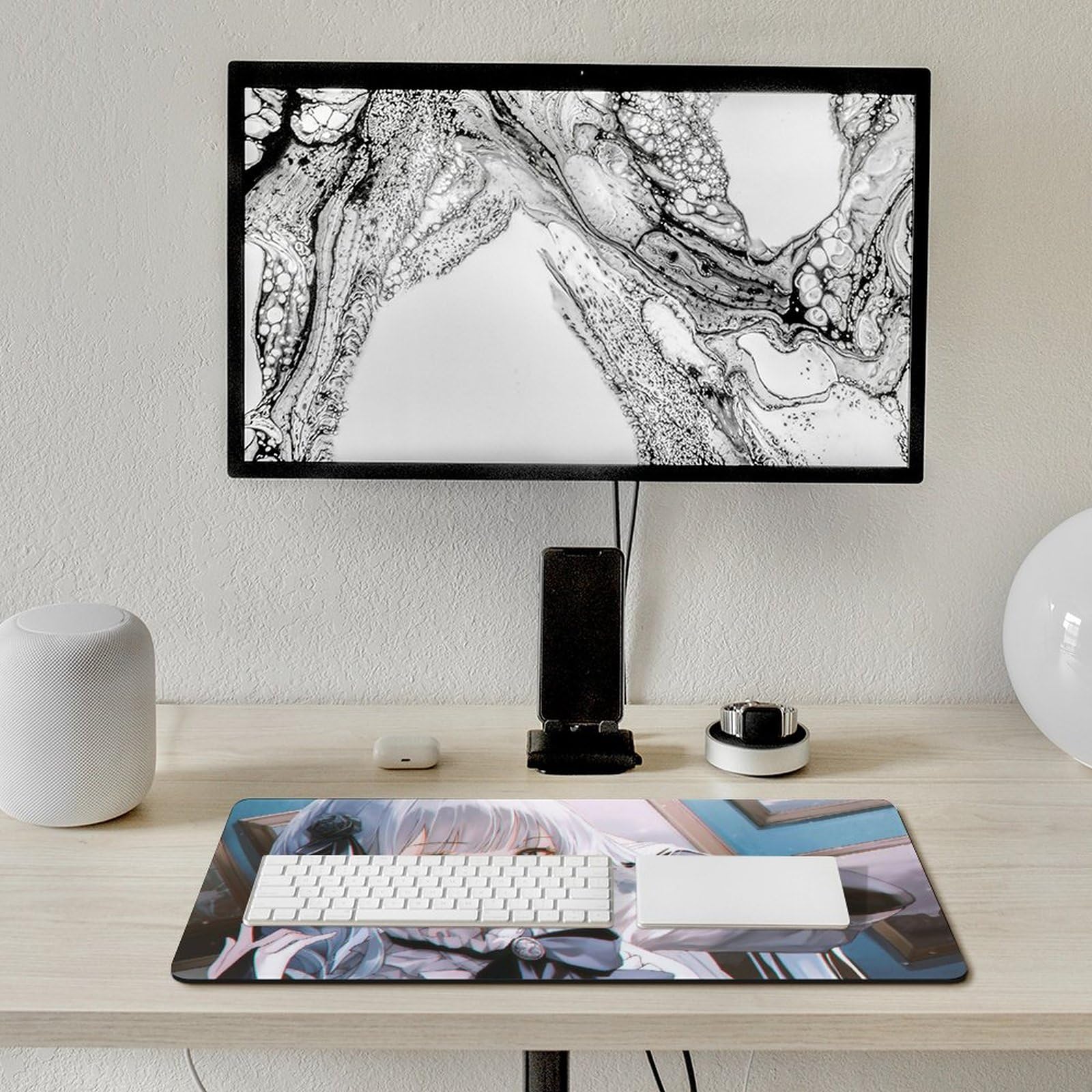 Amazon.co.jp：デスクマット マウスパッド 銀髪 ゴスロリ リボン 美